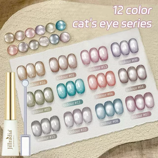💥Jillradia 💥สีเจลลูกแก้วแคทอาย 12 เฉดดีสวยๆ ดึงสีง่าย ติดทนนาน ขนาด 10 ml.🌈พร้อมส่งในไทย 🌈