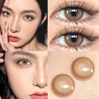 【💄ซื้อ2คู่ แถม ลิปสติก+ตลับ💋】Midroo [COD] สินค้าใหม่ เลนส์มินิแฟชั่น เลนส์แฟชั่นสีชัด Aoki Brown/Grey-14.0รายเดือน