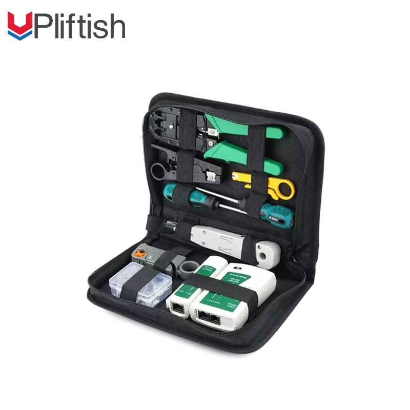 Upliftish ชุดเครื่องมือ 11/13-in-1 ชุดเครื่องมือทดสอบสายเคเบิลเครือข่าย ชุดเครื่องมือจีบสาย LAN ขั้วต่อ RJ45
