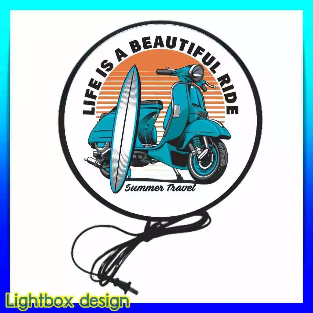 ป้ายไฟ LED โลโก้ Vespa ป้ายแต่งร้าน ด้านเดียว ขนาด 30-40 ซม.