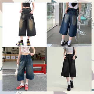 FBAShop ยีนส์สาวสไตล์สตรีทเรโทร 7 ส่วน ดีไซน์เรโทรสุดชิค ช่วยให้ดูสูงเพรียว มีหลายไซซ์หลายสี พร้อมส่ง