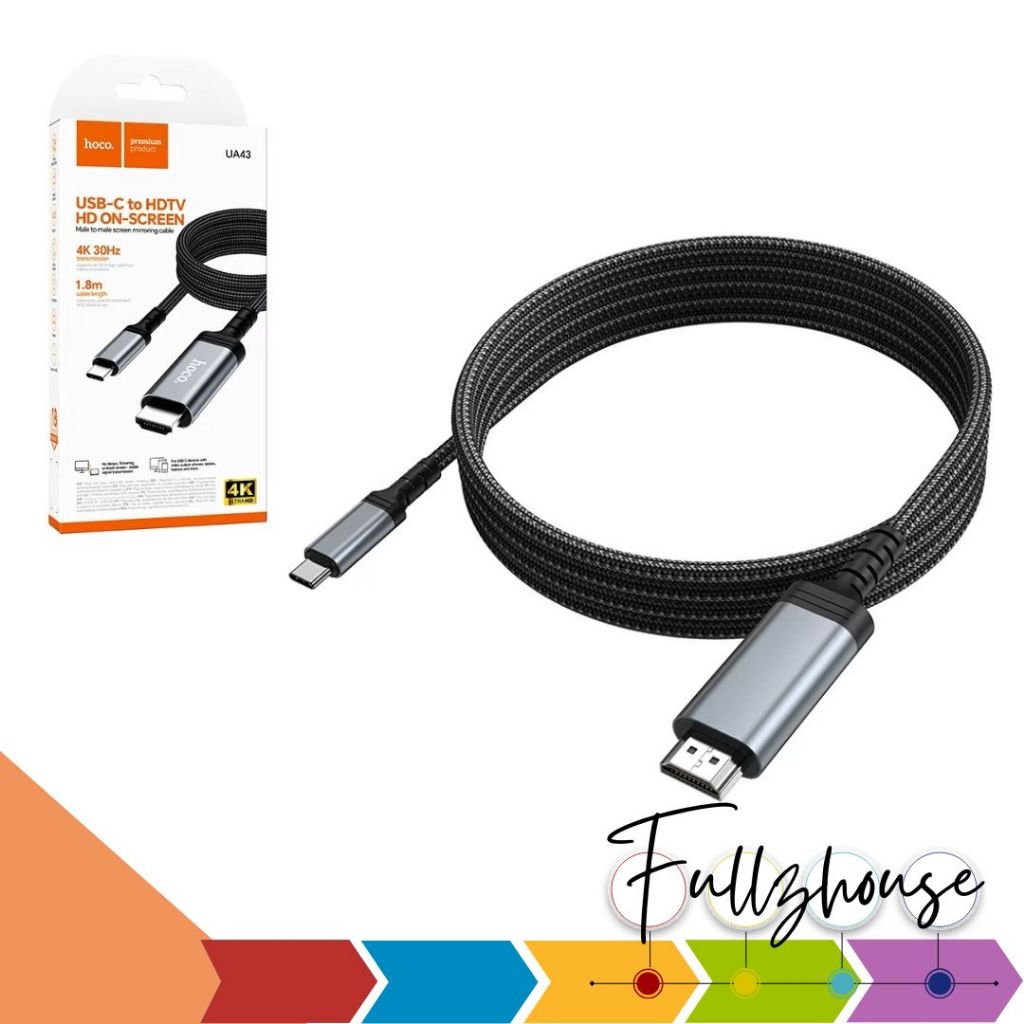 จัดส่งด่วน Hoco UA43 Type-C to HDTV HD screen mirroring cable สายแปลงสัญญาณภาพ Type-C to HDTV