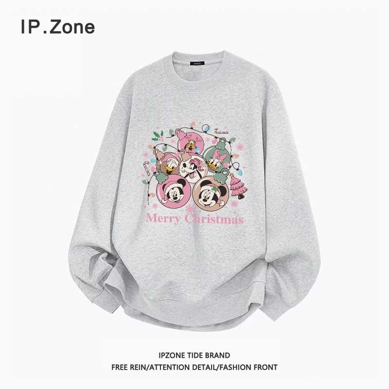 Sweatshirts Merry Christmas Mickey Mouse เสื้อแขนยาว กันลม ผ้านุ่มใส่สบาย 2025 ใหม่ (จัดส่งตลอด 24 ชั่วโมง)