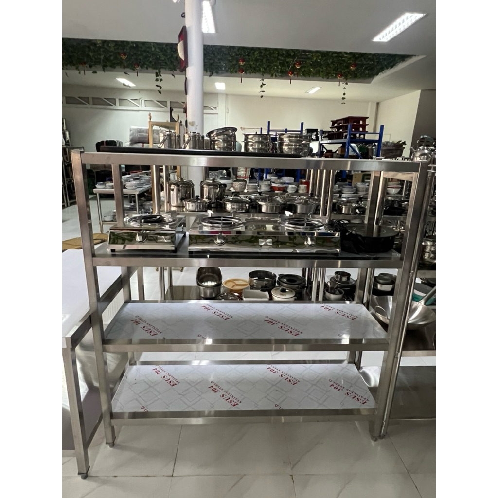 ชั้นวางสแตนเลส 304 ชั้นวางของ 4 ชั้น ( ท่อเหลี่ยม ) Stainless steel 4 Tier . แข็งแรง ทนทาน - รูปที่ 4