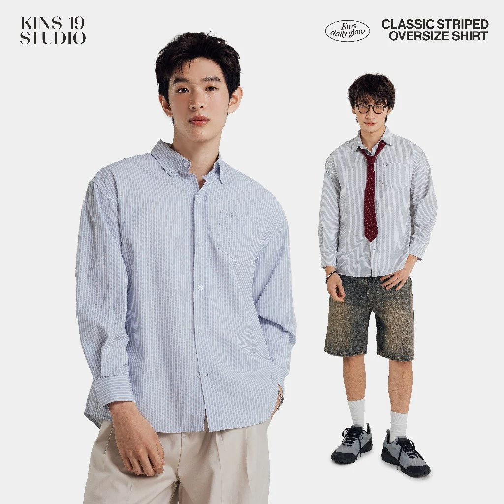 KINS 19 STUDIO | CLASSIC STRIPED OVERSIZE SHIRT เสื้อเชิ้ตคินส์ [KN138]