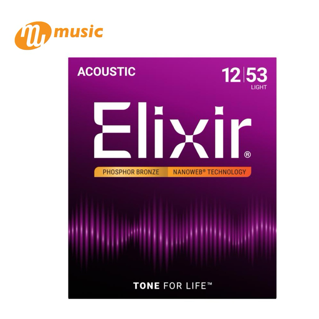 สายกีตาร์โปร่ง  Elixir® 80/20 Bronze " Nanoweb " ( Light, .เบอร์  012 - .053) #11052
