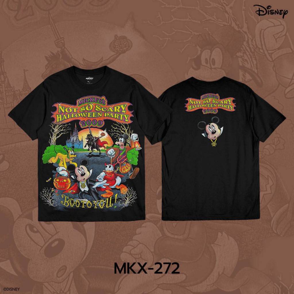 Power 7 Shop เสื้อยืดการ์ตูน "Mickey's Not-So-Scary Halloween Party" คอลเลคชั่น "Halloween" ลิขสิทธ์แท้ DISNEY(MKX-272)