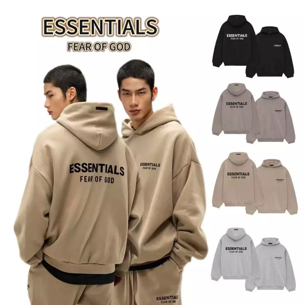 ส่วนลด 50 % Fear of God Essentials Hoodie FW24 Hoodie Holiday Core เสื้อฮู้ด Logo ยาง โอเวอร์ไซส์