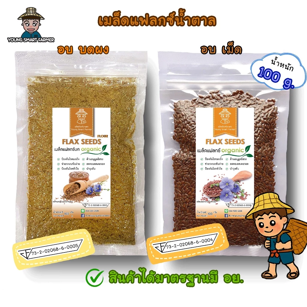 (มี อย.)Brown FlaxSeed เมล็ดแฟลกซ์สีน้ำตาล อบ 100 กรัม (แพ็คสูญญากาศซิปล็อค)