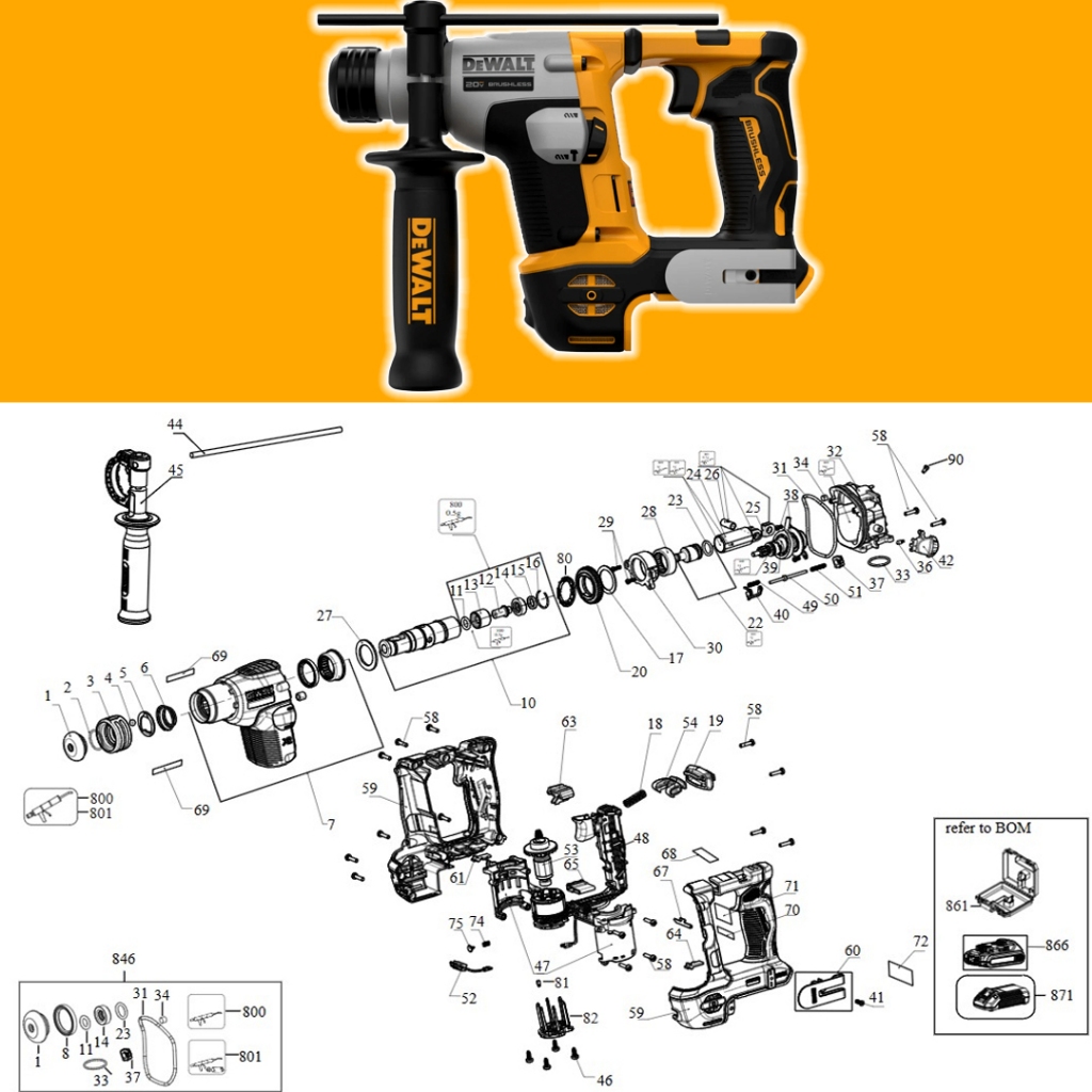 DEWALT DCH172N อะไหล่ PART-1