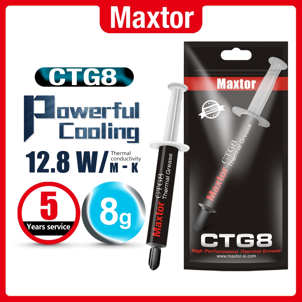 [maxtor Official] Maxtor CTG8 8g Thermal Paste (12.8W/mk) จาระบีระบายความร้อนที่มีประสิทธิภาพสำหรับ CPU/GPU ฮีทซิงค์