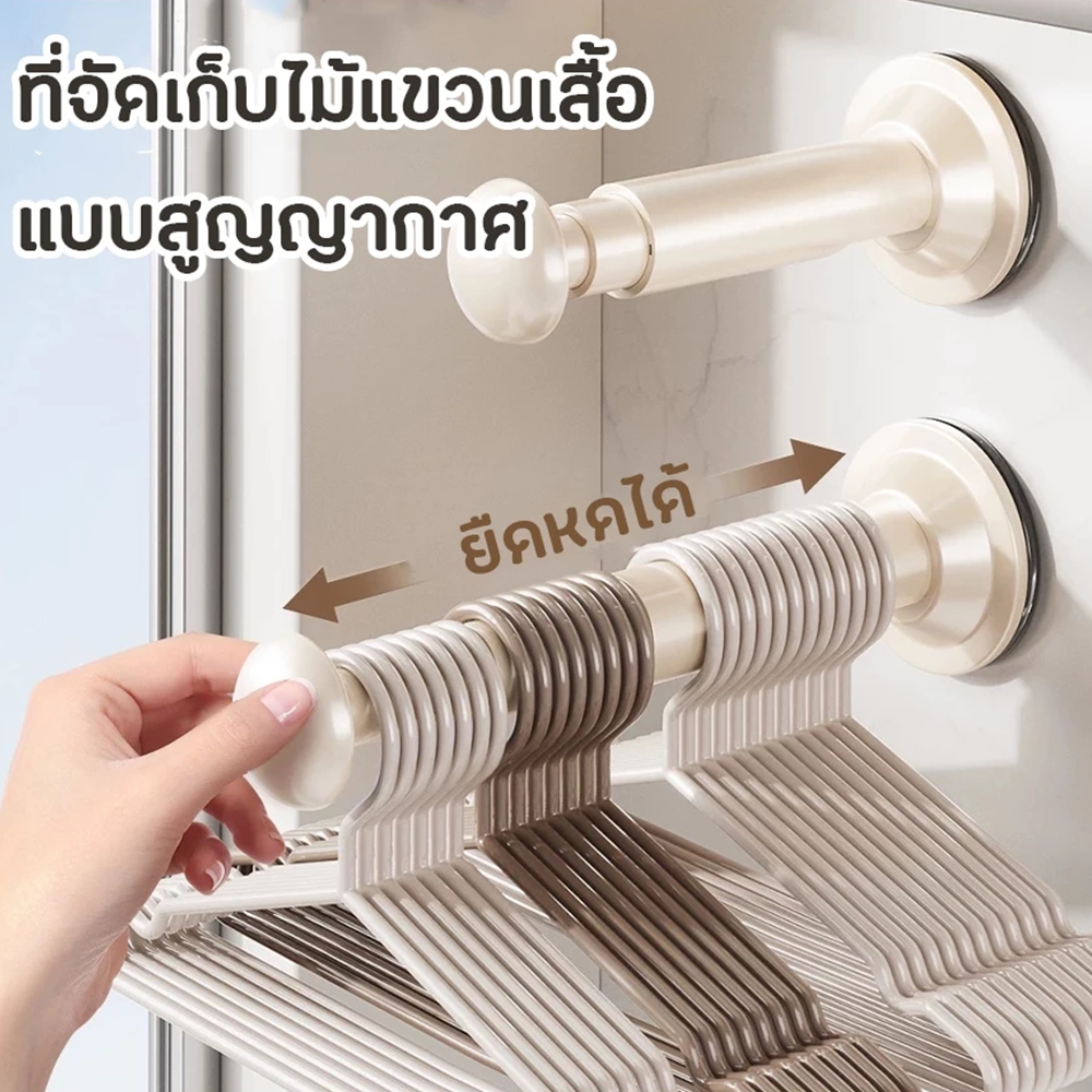 Novvia ที่เก็บไม้แขวน ที่จัดระเบียบไม้แขวนเสื้อ แบบสูญญากาศ ติดซ้ำได้ ไม่ต้องเจาะผนัง ติดตั้งง่าย จัดระเบียบไม้แขวนเสื้อ