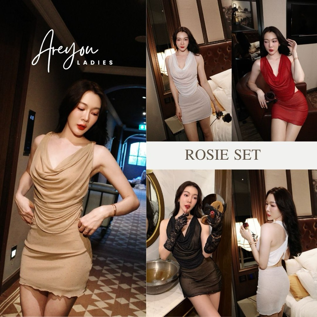 NO.580 Rosie set ชุดเซทผ้ามุ้งดีไซน์แต่งเพชร
