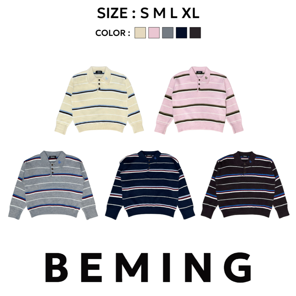 (พร้อมส่ง)Bemingtop1032(S-XL)-BMG Soft Stripe Polo — Everyday มีสไตล์ ใส่สบายทุกลายเส้น