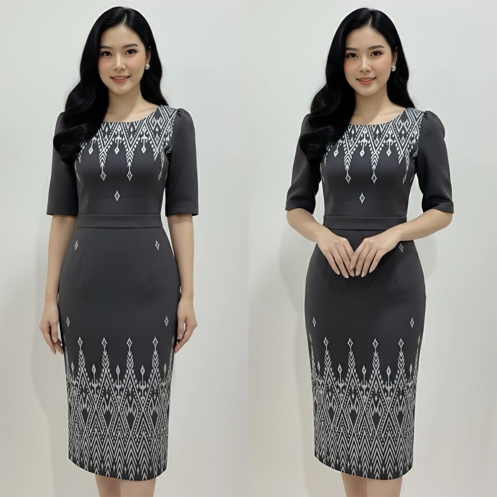 Thealner-BS100 (เดรสลายไทยดำ)