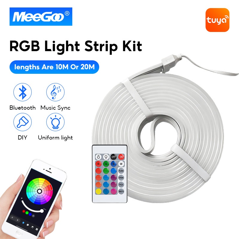 MeeGoo ไฟแถบไฟ  LED Neon Flex Light 24 V เปลี่ยนสีควบคุมการทำงานผ่าน แอปTuya RGB เล่นตามเพลงได้