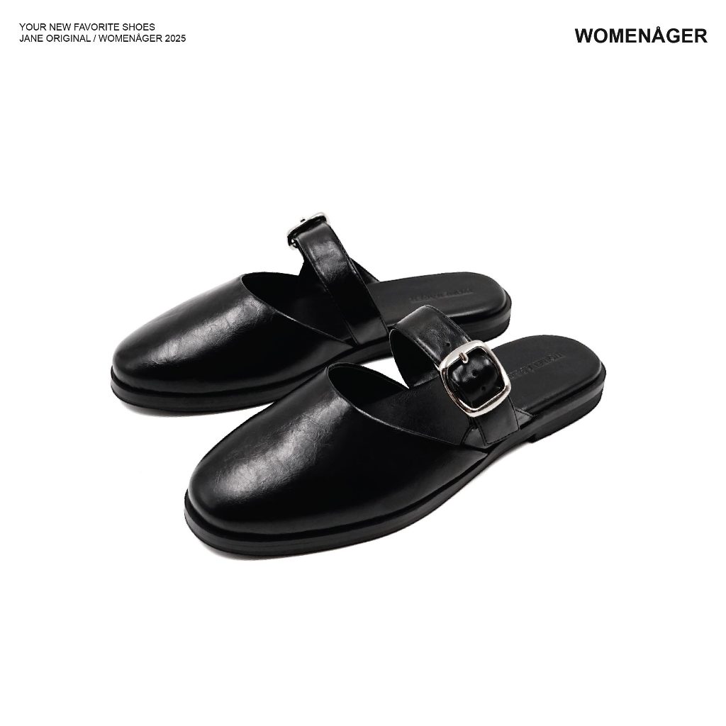 womenager - Jane Original สี Black รองเท้าแตะคัทชูเปิดส้น สวมใส่ง่าย