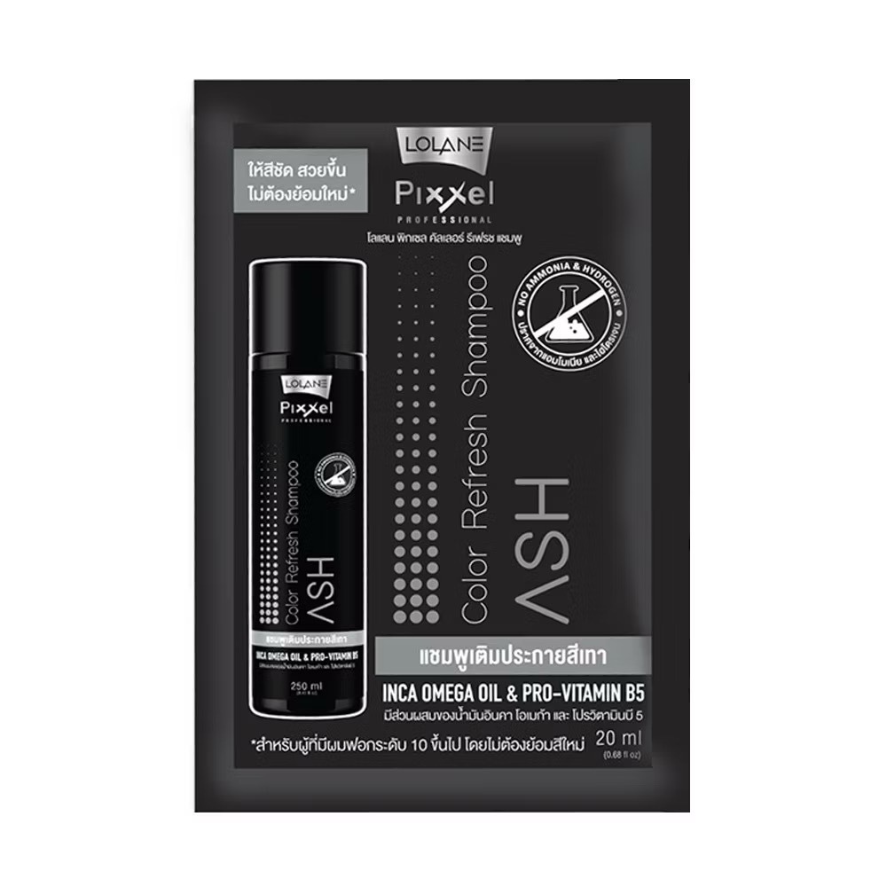 (1ซอง 20ml.) Lolane Pixxel Color Refresh Shampoo แชมพูเติมประกายสีผม แชมพูสีเทา สีม่วง แชมพูลดประกายเหลือง ลดไรเหลือง ราคา ถูกที่สุด ดีลบีเคเค แกลเลอรีภาพที่ 3