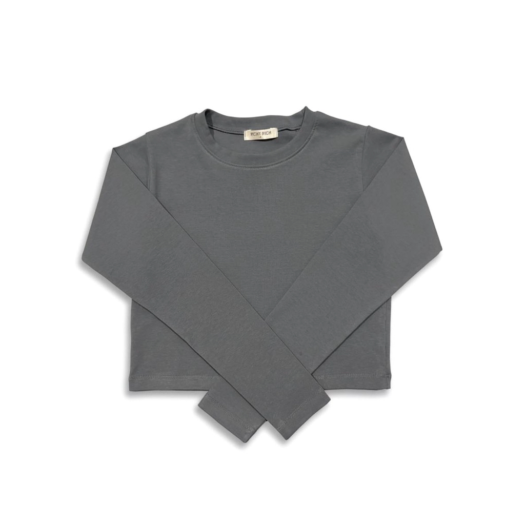 RICHY RICH เสื้อยืดครอปแขนยาว คอกลมผ้ายูนิ s,m
