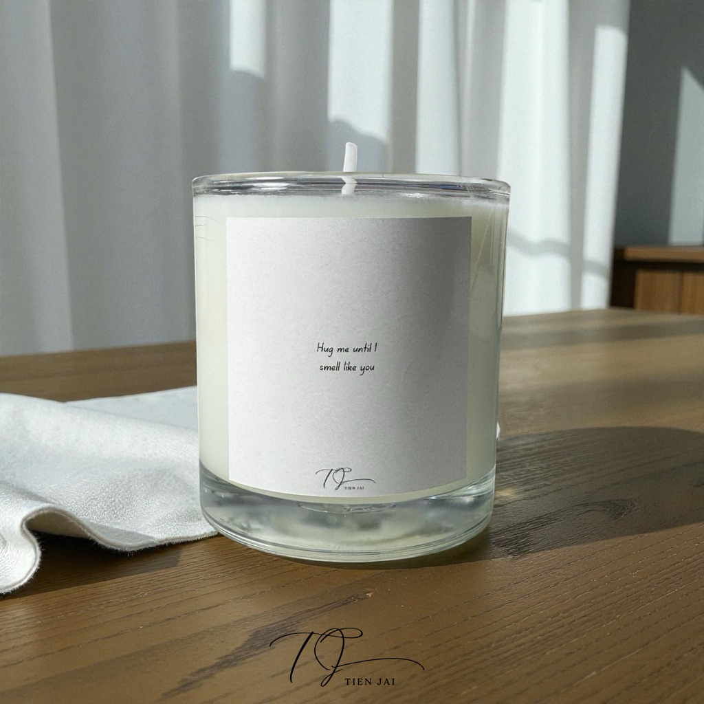 เทียนใจ เทียนหอม จาก soy wax organic 100% กลิ่น morning hug 120 ml.