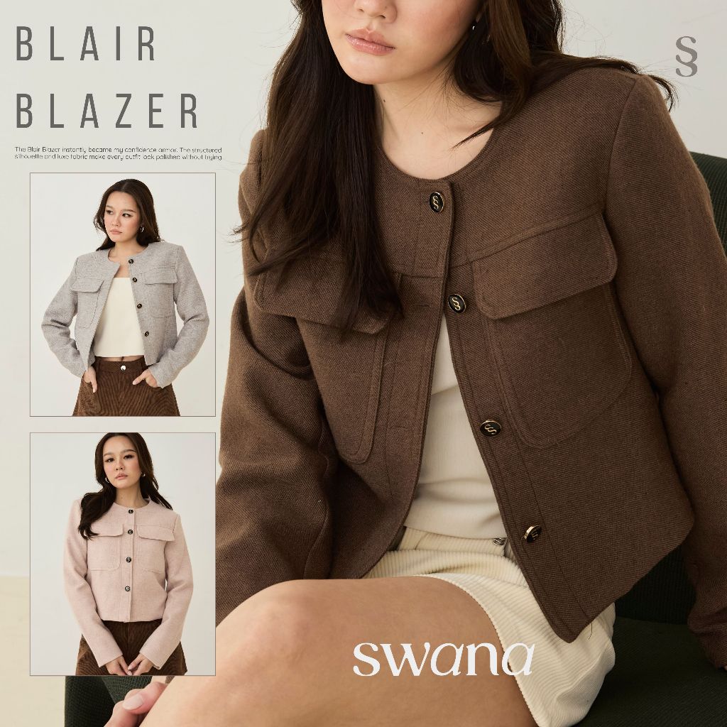 Swana.ss - Blair blazer top (S-XL) แค่เสื้อ  เสื้อเบรเซอร์ แขนยาว