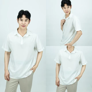 S9: เสื้อเชิ้ตโปโล แขนสั้น แบบสวม สไตล์เกาหลี ผ้านิ่ม ยับยาก ไม่ร้อน ใส่สบาย
