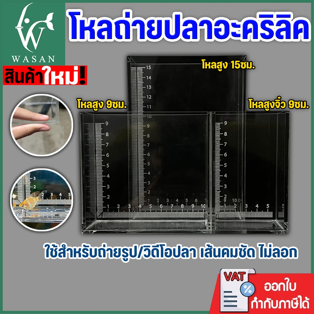 โหลวัดขนาดปลา ตัวเลขชัด(มีเส้นไม้บรรทัด) ถ่ายภาพ วีดีโอ ใส ชัด หนา 4 มิลลิเมตร  มี 3 ขนาดให้เลือก