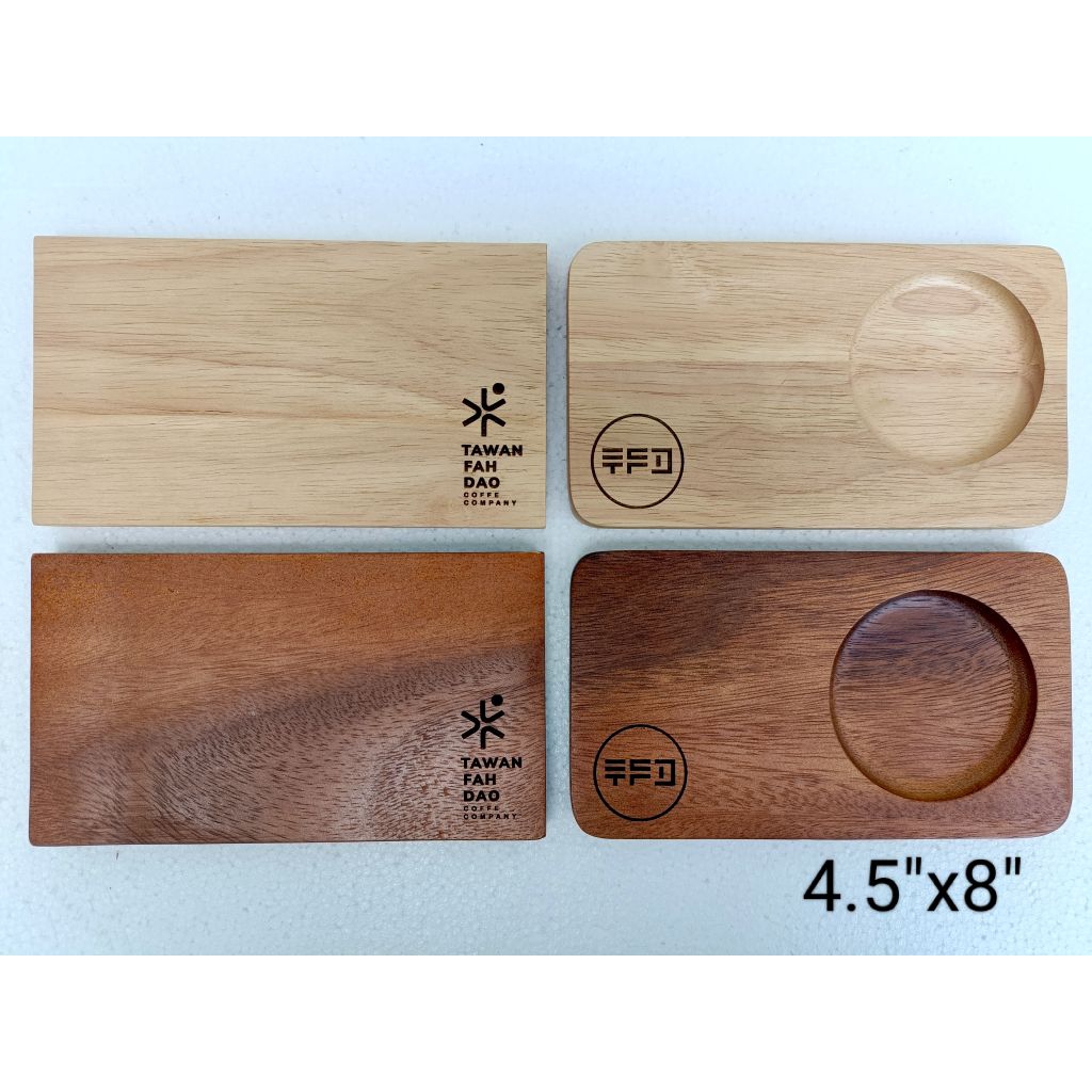 ถาดไม้ 4.5"x8" ทำจากไม้ยาง-ไม้จามจุรีย์ ใช้สำหรับวางแก้ว สลักชื่อ/เลเซอร์ ตามสั่งได้ค่ะ