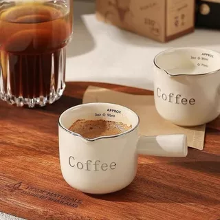 ถ้วยตวง 90ml. แก้วช็อตกาแฟเอสเปรสโซ่ แก้วตวง มีสเกลวัดปริมาณ ถ้วยตวง เซรามิก แก้วช็อต
