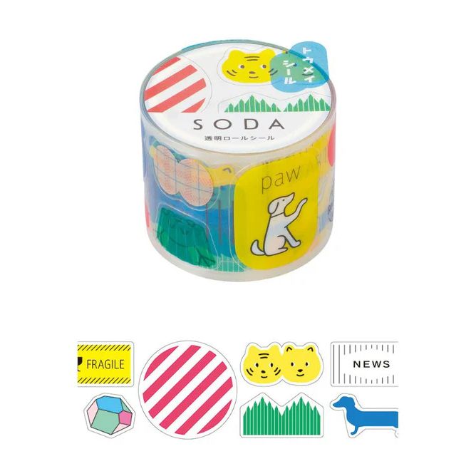 SODA Clear Masking Tape Assortment sticker type 30mm (CMTSE30) / เทปตกแต่งแบบใส แบรนด์ HITOTOKI ประเทศญี่ปุ่น