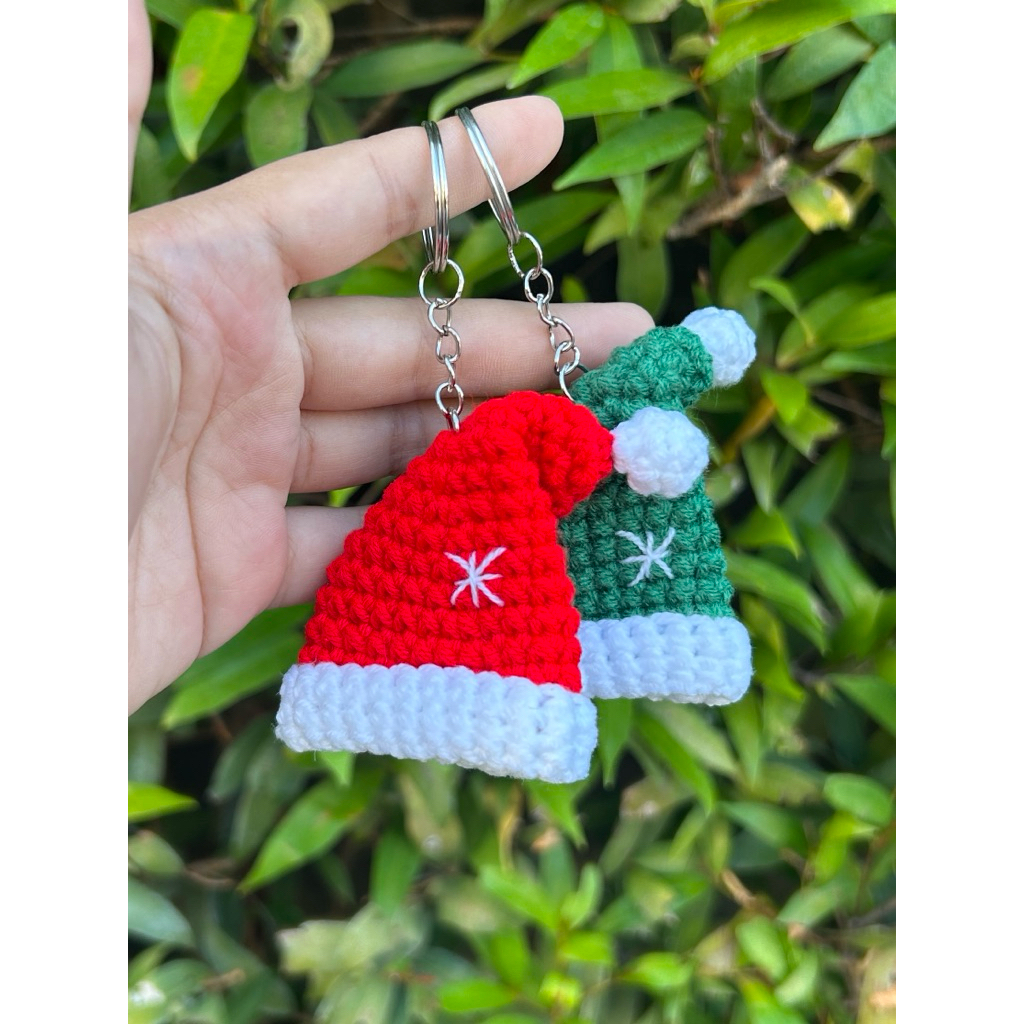 หมวกคริสต์มาสจิ๋วพวงกุญแจไหมพรมหมวกคริสต์มาส🎅