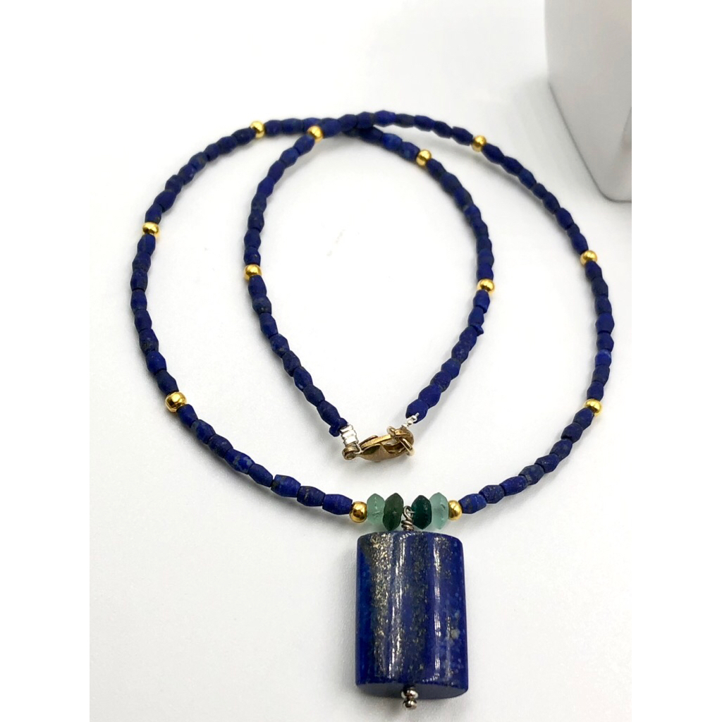 Beautiful Natural Top Quality Lapis Lazuli Beaded With Lapis Pendant Handmade Necklace 💙