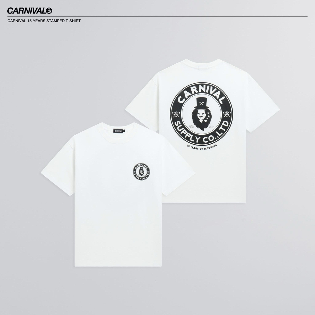 (ของแท้ 100%) พร้อมส่ง CARNIVAL 15 YEARS STAMPED T-SHIRT ไซส์ L อก 44 ยาว 29