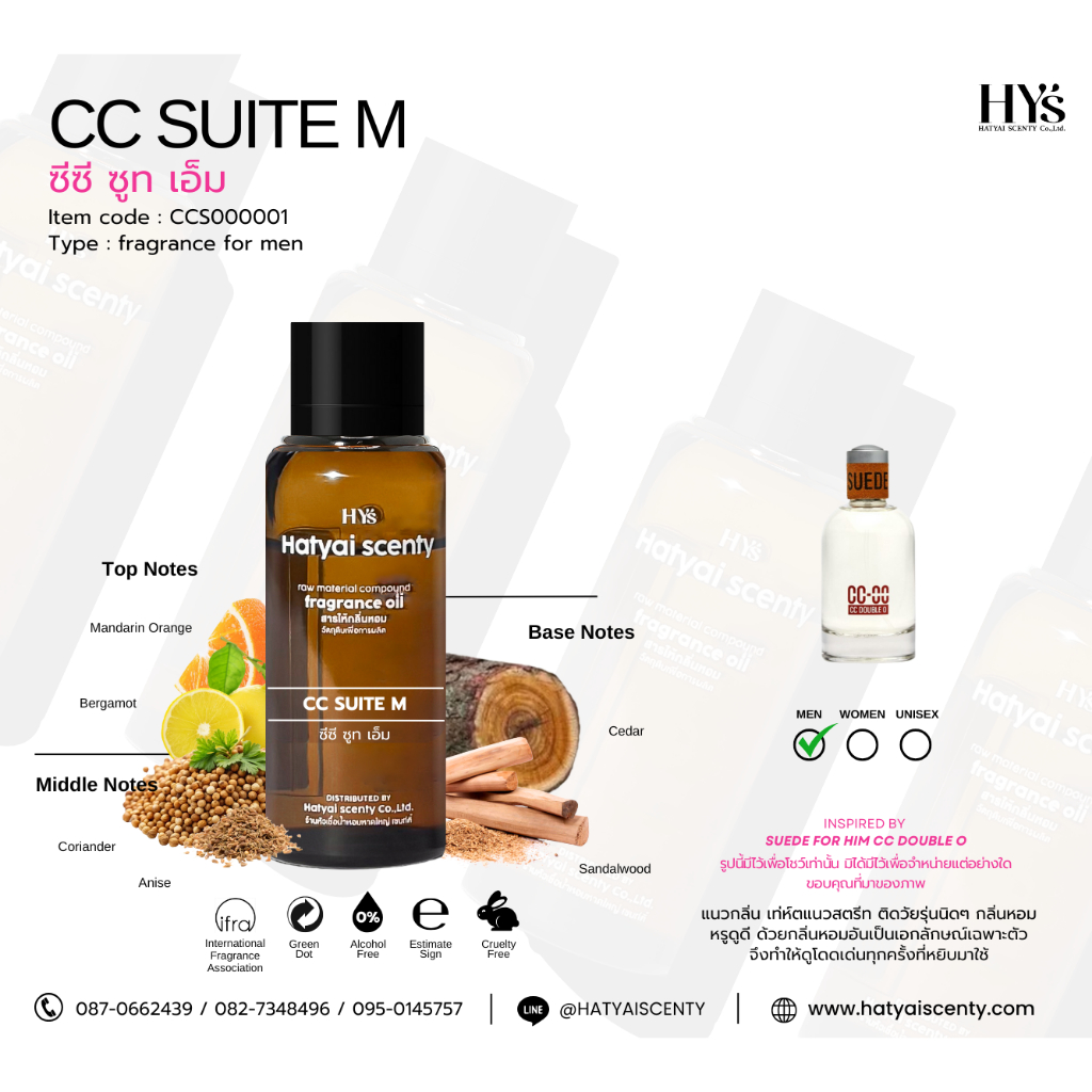 หัวเชื้อน้ำหอม กลิ่น CC SUITE M ซีซี ซูท เอ็ม ( 250 g , 1000 g )