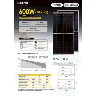 แผงโซล่าเซลล์ MONO กระจก 2ด้าน 600W N-Type / 600W HighVoltage / 630W / 665W BC Cells