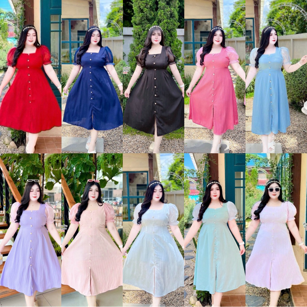 มีสีดำเข้าเพิ่ม สาวอวบ เดรสสาวอวบ เดรสยาว เจ้าหญิง แขนวิ้ง กริตเตอร์ อก 38 40 42 44 46