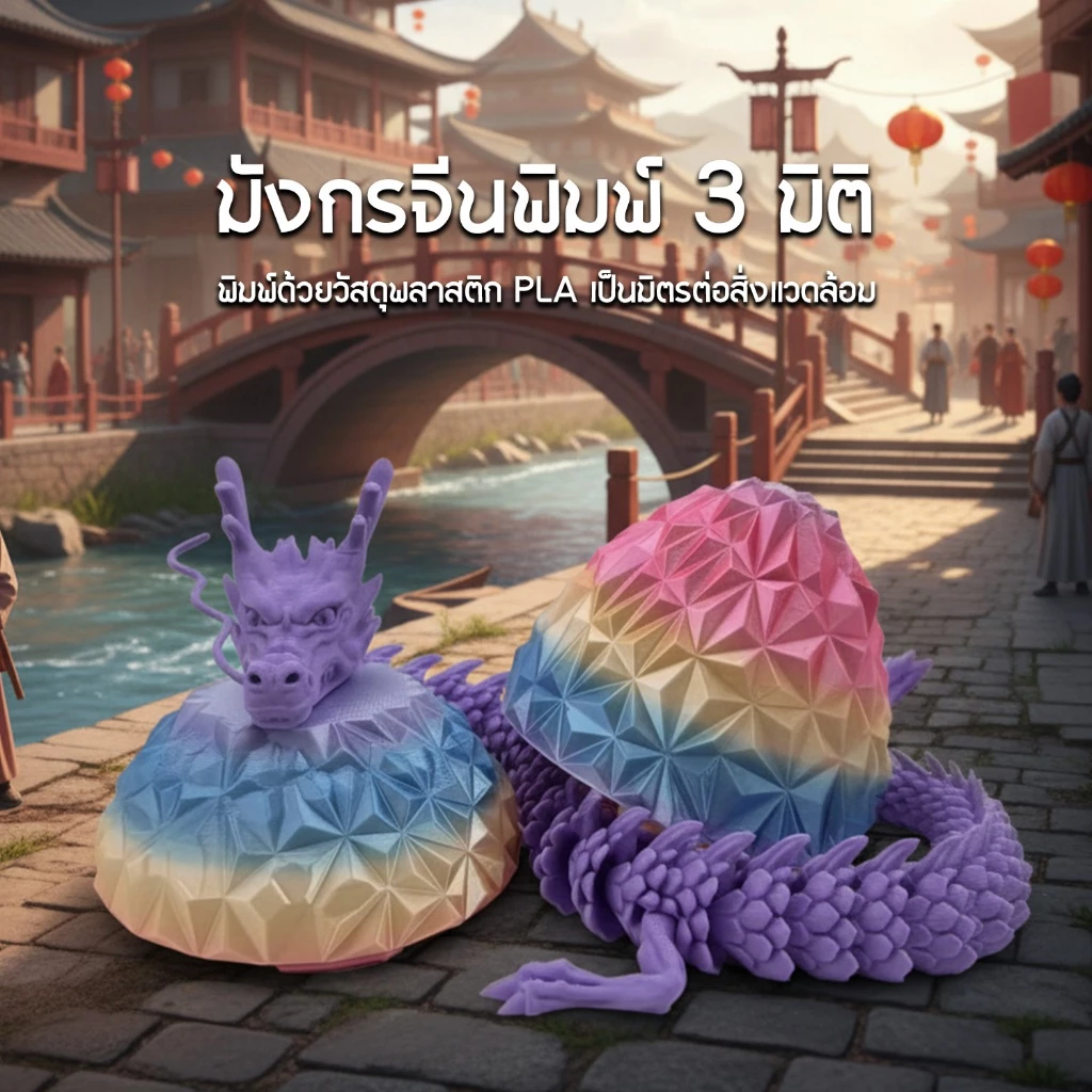 มังกรพิมพ์ 3 มิติ ไข่มังกร โมเดลแฟนตาซี ของสะสม ของตกแต่งบ้าน ของขวัญสุดพิเศษ thumbnail 3