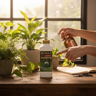 Bionax สูตรใหม่ !!! สารจับใบ+ปรับสภาพน้ำ เสริมประสิทธิภาพการดูดซึมปุ๋ย-ยา ทุกชนิด (ขนาด 1 ลิตร) B1