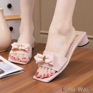 🎀Echo Walk รองเท้าส้นสูงผู้หญิง 👠 โบว์หวาน ดีไซน์เกาหลี ใส่ส…