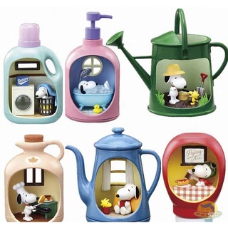 โมเดล blind boxes of trendy miniature landscape white dog shower bath bottles