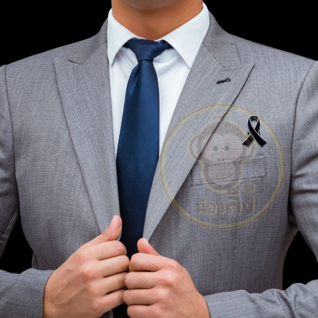 เข็มกลัดริบบิ้น รูปโบว์ เข็มกลัดติดเสื้อไว้อาลัย โบว์ขาวดำ โบว์ไว้ทุกข์ พร้อมส่ง - รูปที่ 6