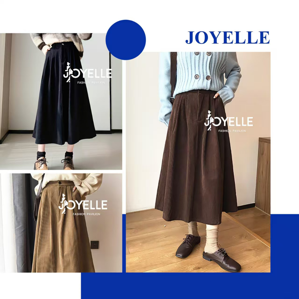 พร้อมส่ง กระโปรงยาว ลูกฟูก เอวสม็อคหลัง เนื้อผ้านุ่มนิ่ม ใส่สบาย แมทซ์ลุคง่าย รุ่นกระดุมหน้า ทรงบาน สไตล์เกาหลี