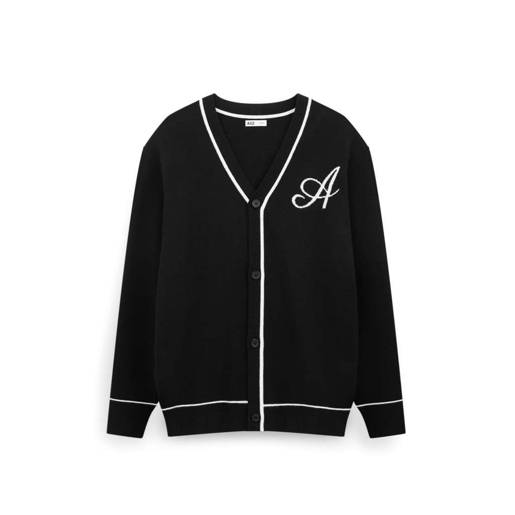 AIIZ (เอ ทู แซด) - AIIZ เสื้อคาร์ดิแกนคอวีผู้ชายผ้าถัก AIIZ Men's A Logo Tipping Cardigan