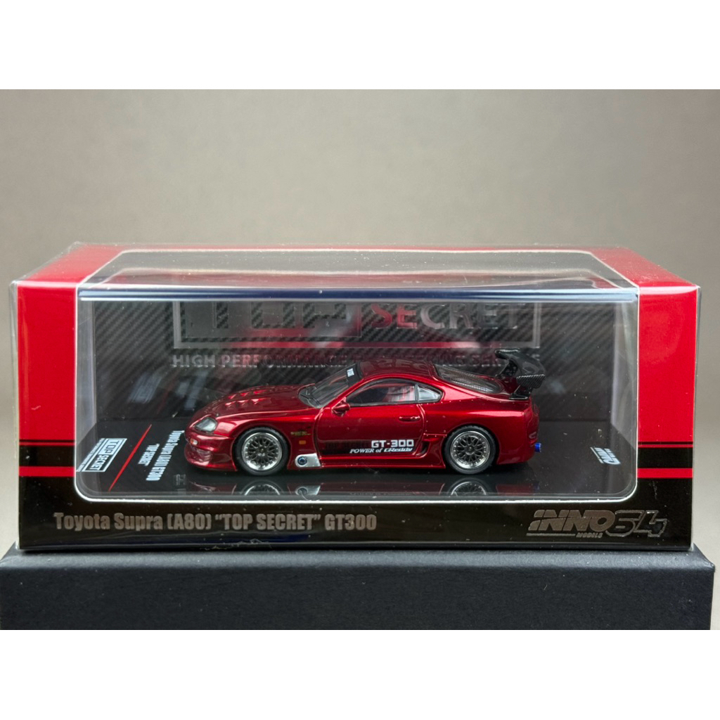 🔹TOYOTA SUPRA (A80) "TOP SECRET" Red Scale 1:64 ยี่ห้อ Inno 64