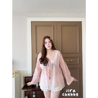 Flora Puff - เสื้อคลุมแขนยาวลายดอกเล็ก ฟรีไซส์ อก 40-50 นิ้ว ใส่ไปทะเล คาเฟ่ก็น่ารัก เสื้อสาวอวบ