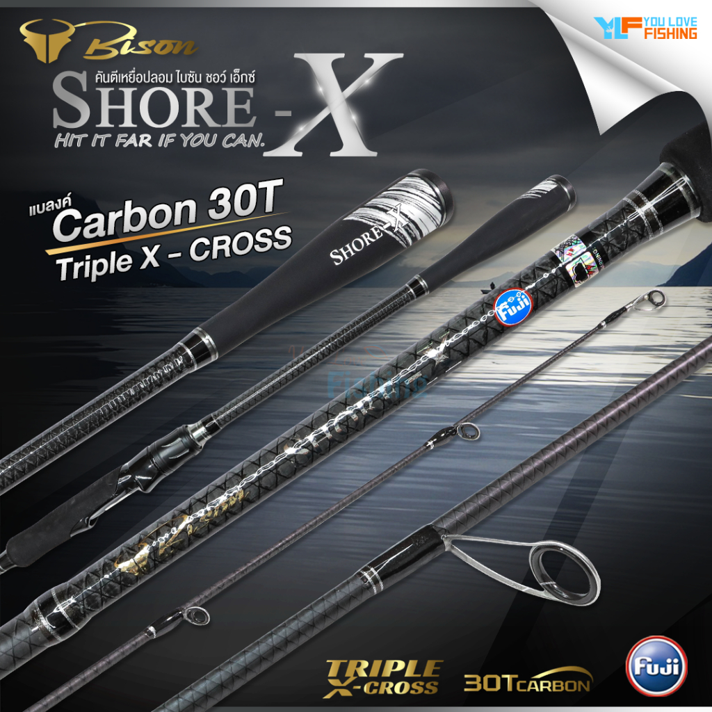 คันสปิน  BISON รุ่น SHORE X สำหรับงานตีเหยื่อปลอม แคสชายฝั่ง ตีป๊อบ ตีปลาวัง