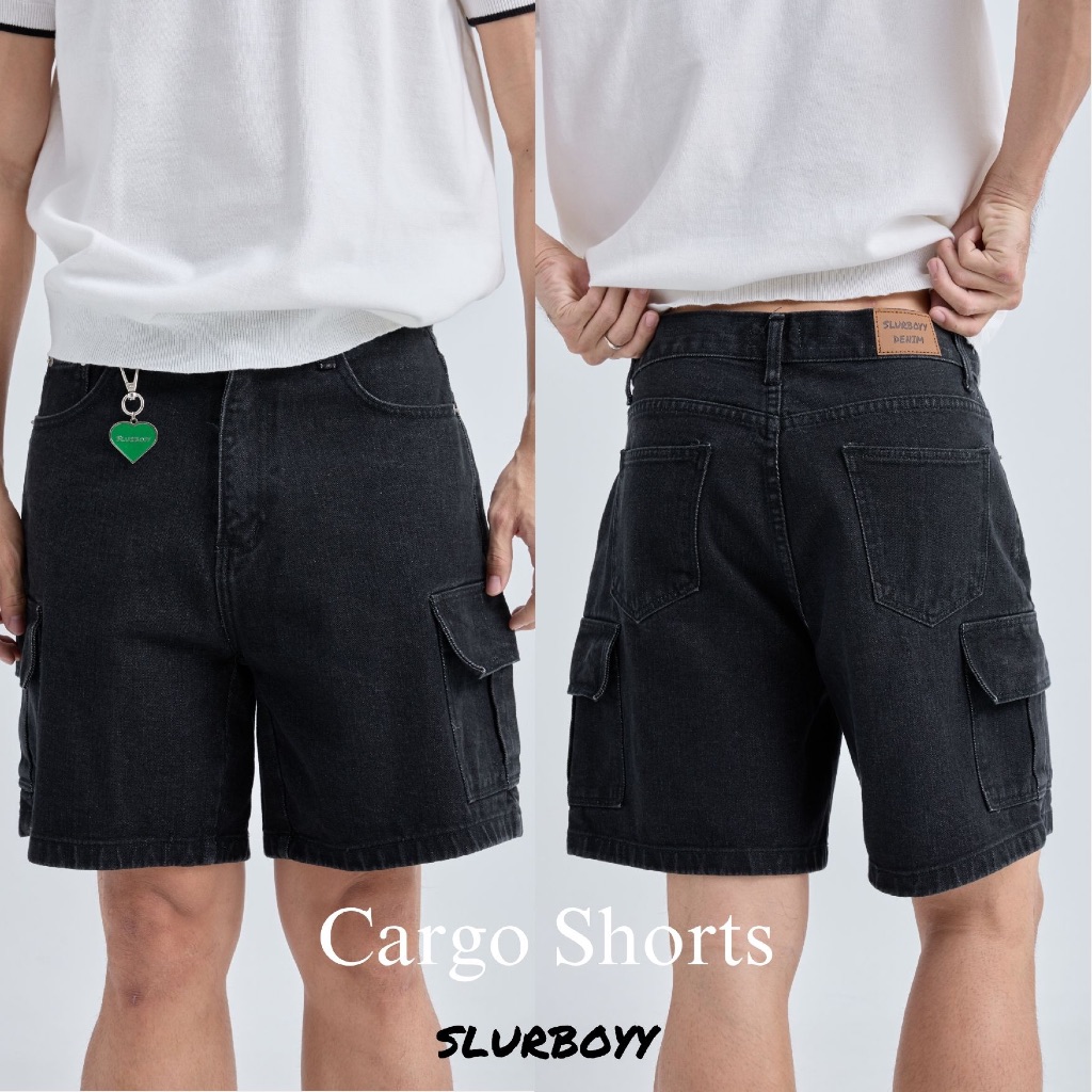 SLURBOYY Shorts Cargo Denim กางเกงยีนส์ขาสั้น ทรงคาร์โก้ (P0042)