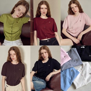 CHUUCHOP - Macaron knit top เสื้อไหมพรม คาดิแกนแขนสั้น ผ้านุ…