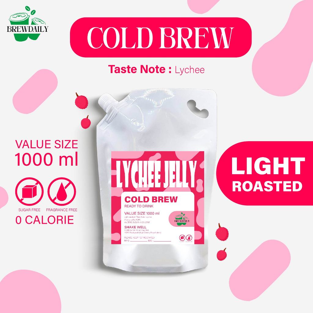 กาแฟ Cold brew Lychee Jelly  กาแฟสกัดเย็น คั่วอ่อน พร้อมดื่ม กลิ่นลิ้นจี่ หอมสดชื่น ละมุน