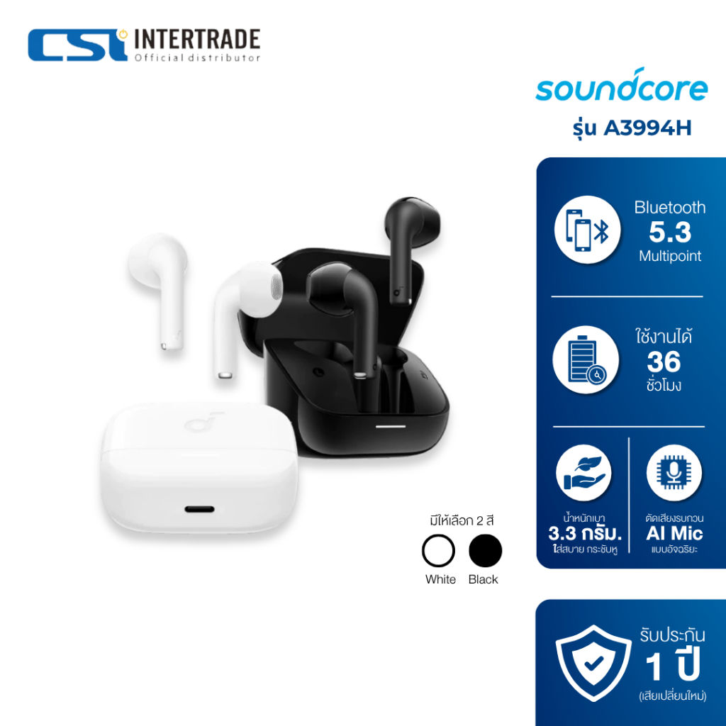 Soundcore K20i หูฟังบลูทูธ หูฟังไร้สาย มีโหมดสำหรับเกม รุ่น A3994H